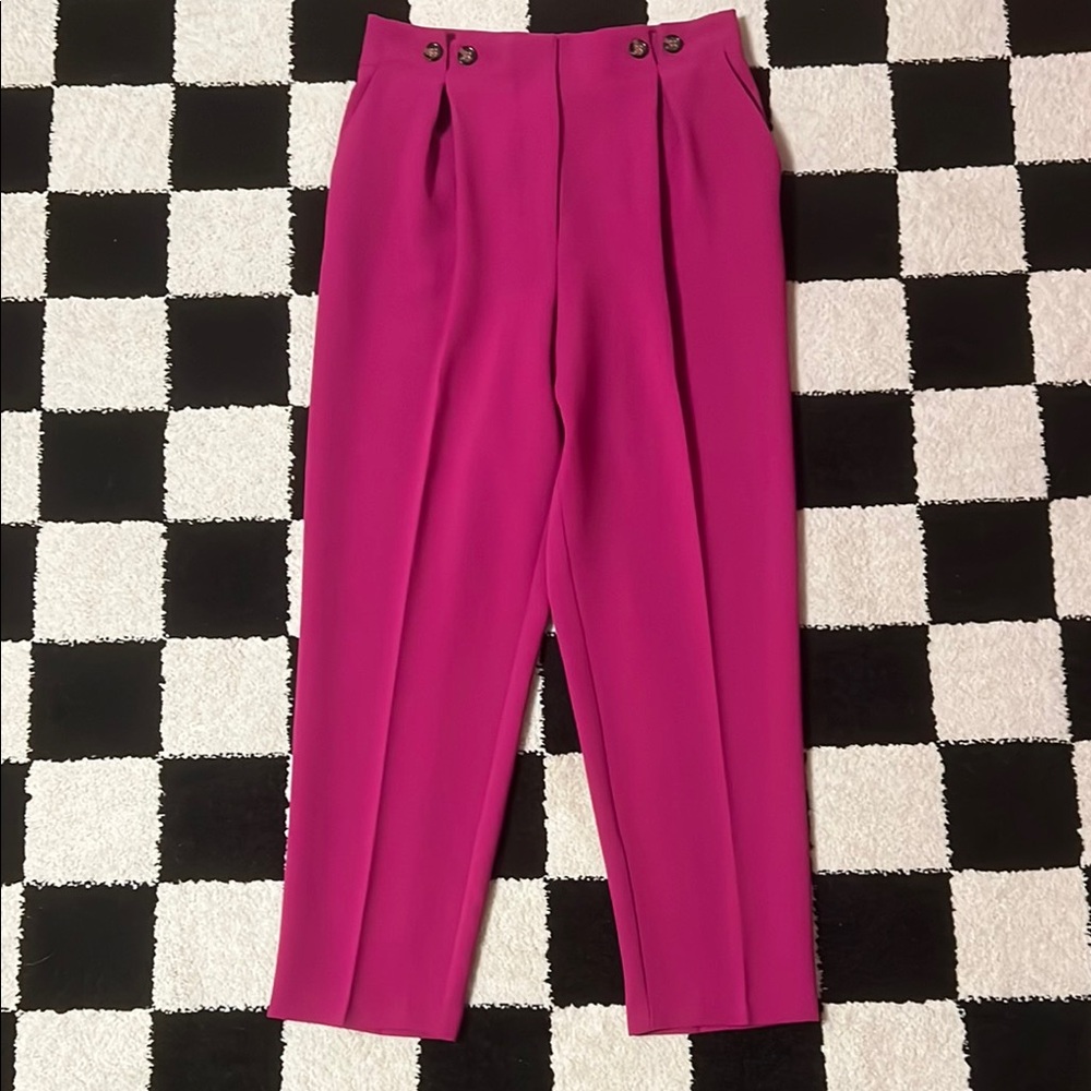 Topshop Women's Pink Pleated Pants